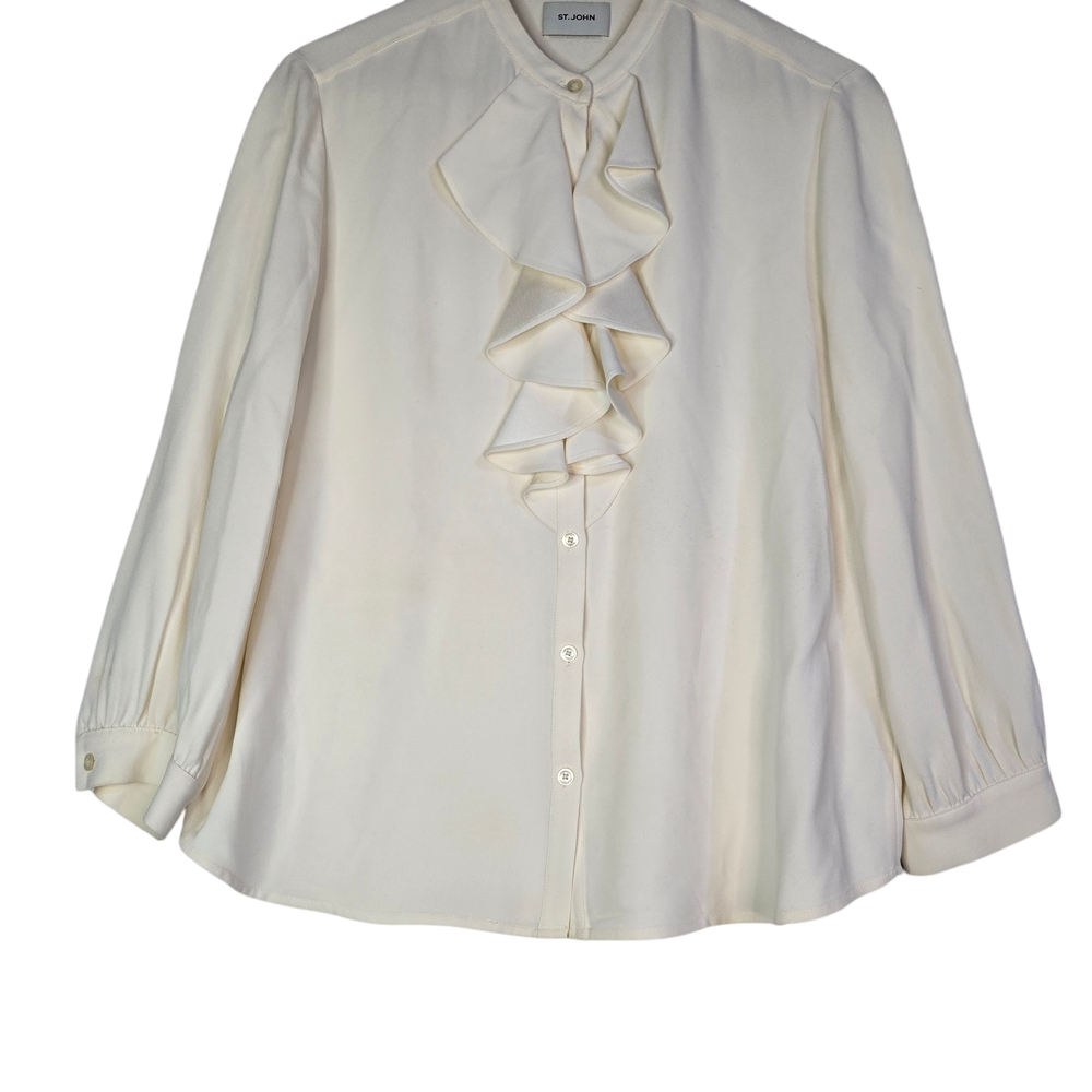 St. John Womens Size M L/Sl  Ruffle Front Blouse